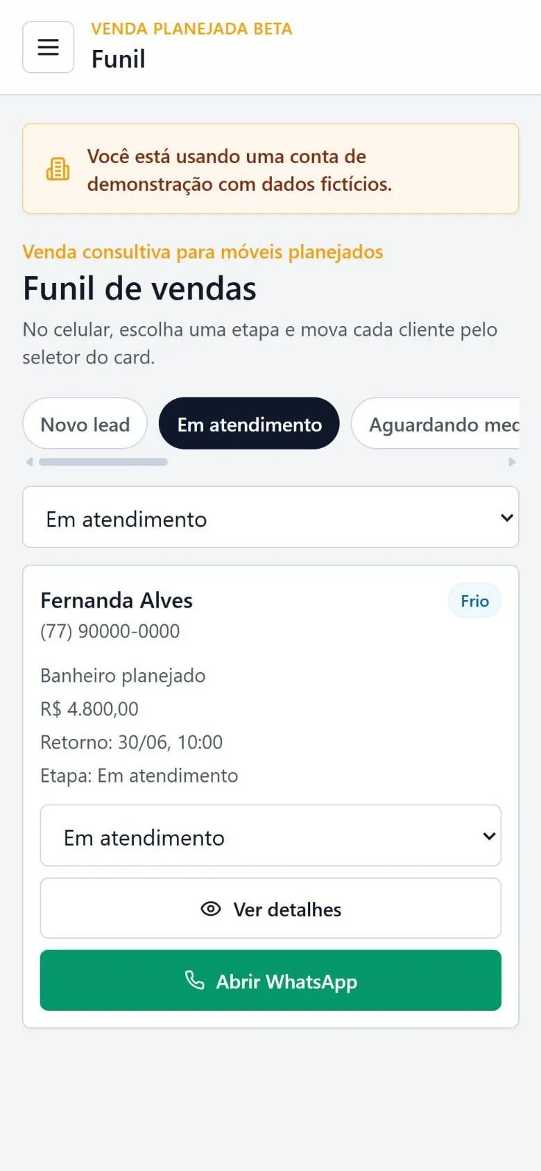 Site Venda Planejada no celular